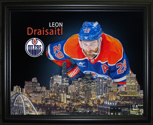 Leon Draisaitl 16" x 20" Framed Skyline Print Edmonton Oilers 20" x 16"